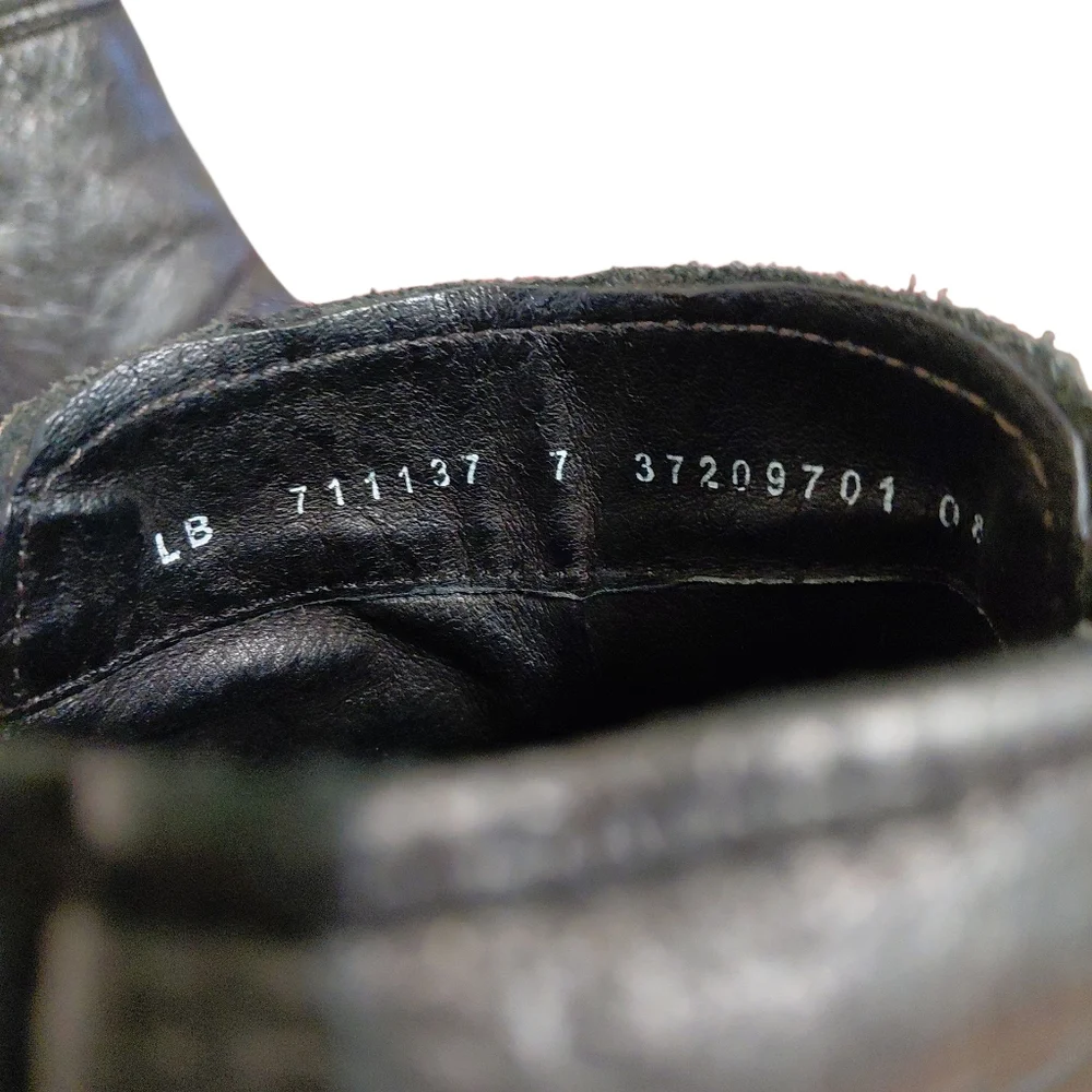 LIBERTY Metallic Black Distressed Leather Ankle Boots 